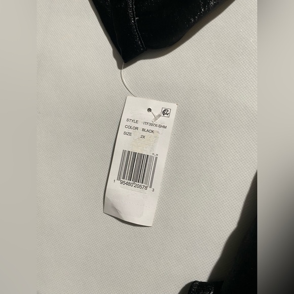 NEW Plus Size 2X Moa Moa Split VNeck 3/4 Sleeve Tier Button Frt Blouse Black - Picture 10 of 10